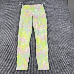 Fabletics Leggings Power Hold Womens 2XS XXS Green Floral Activewear Soft Light